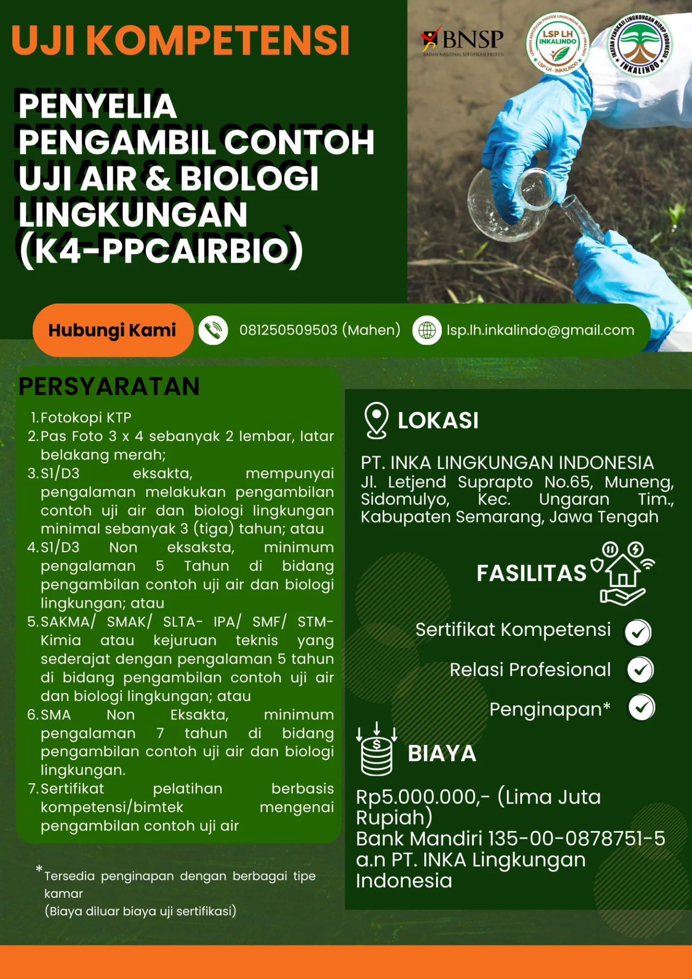 Flyer Penyelia Pengambil Contoh Uji Air & Biologi Lingkungan