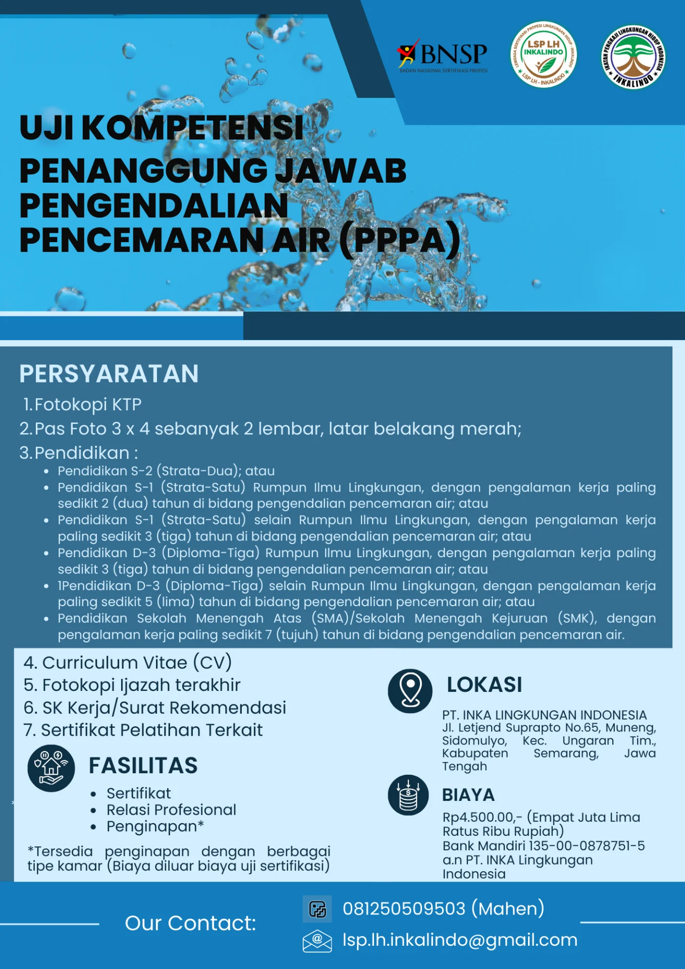 Flyer Okupasi Penanggung Jawab Pengendalian Pencemaran Air