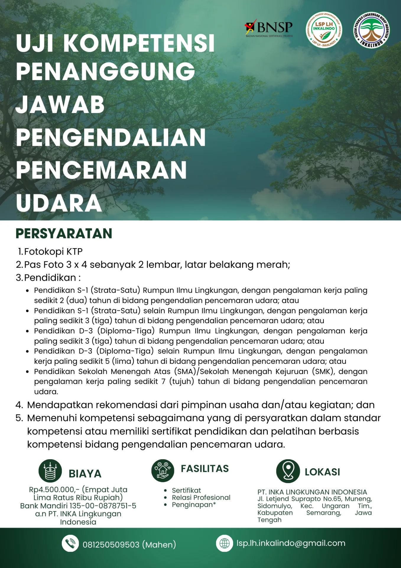 Flyer Okupasi Penanggung Jawab Pengendalian Pencemaran Udara