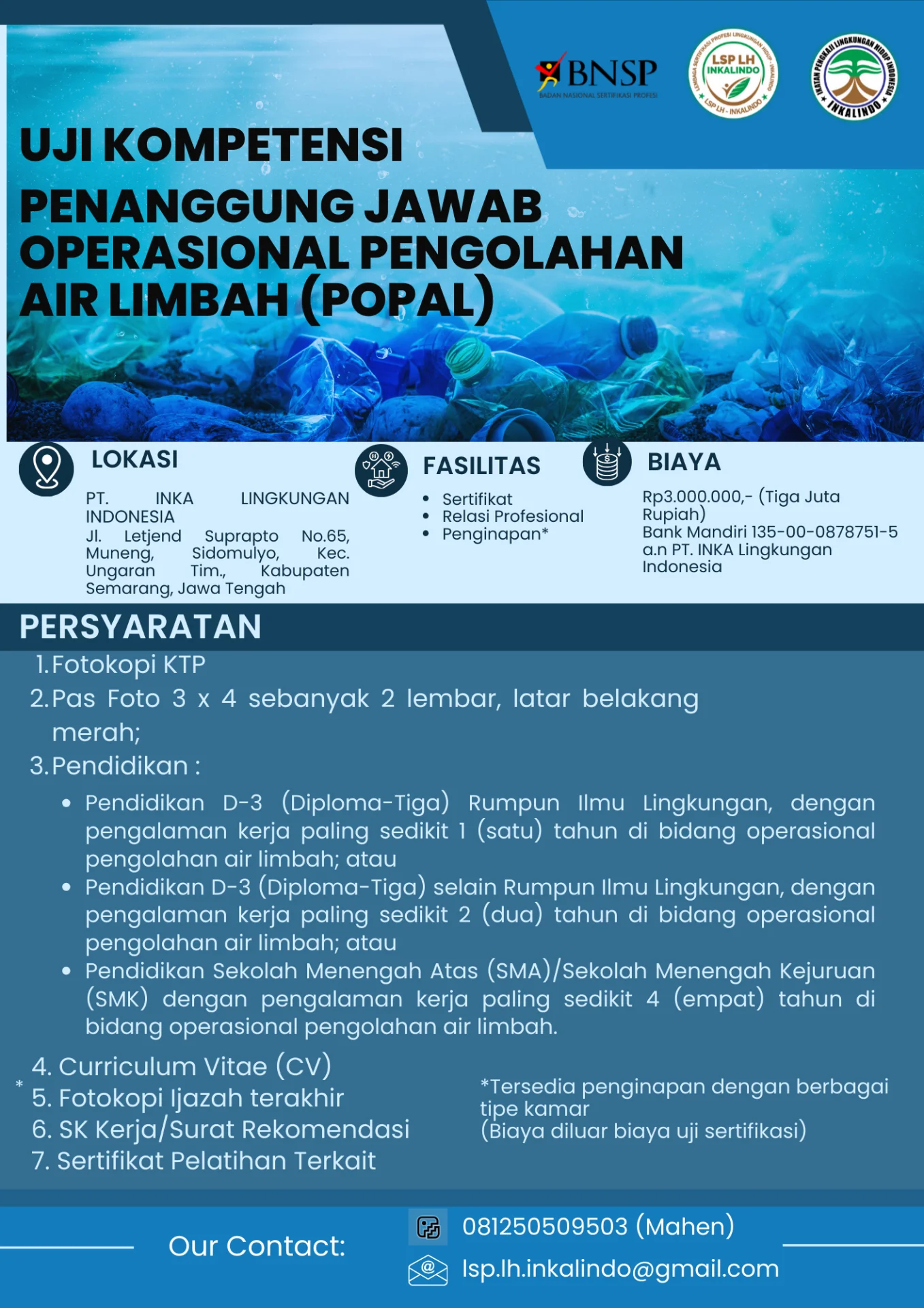 Flyer Okupasi Penanggung Jawab Operasional Pengolahan Air Limbah