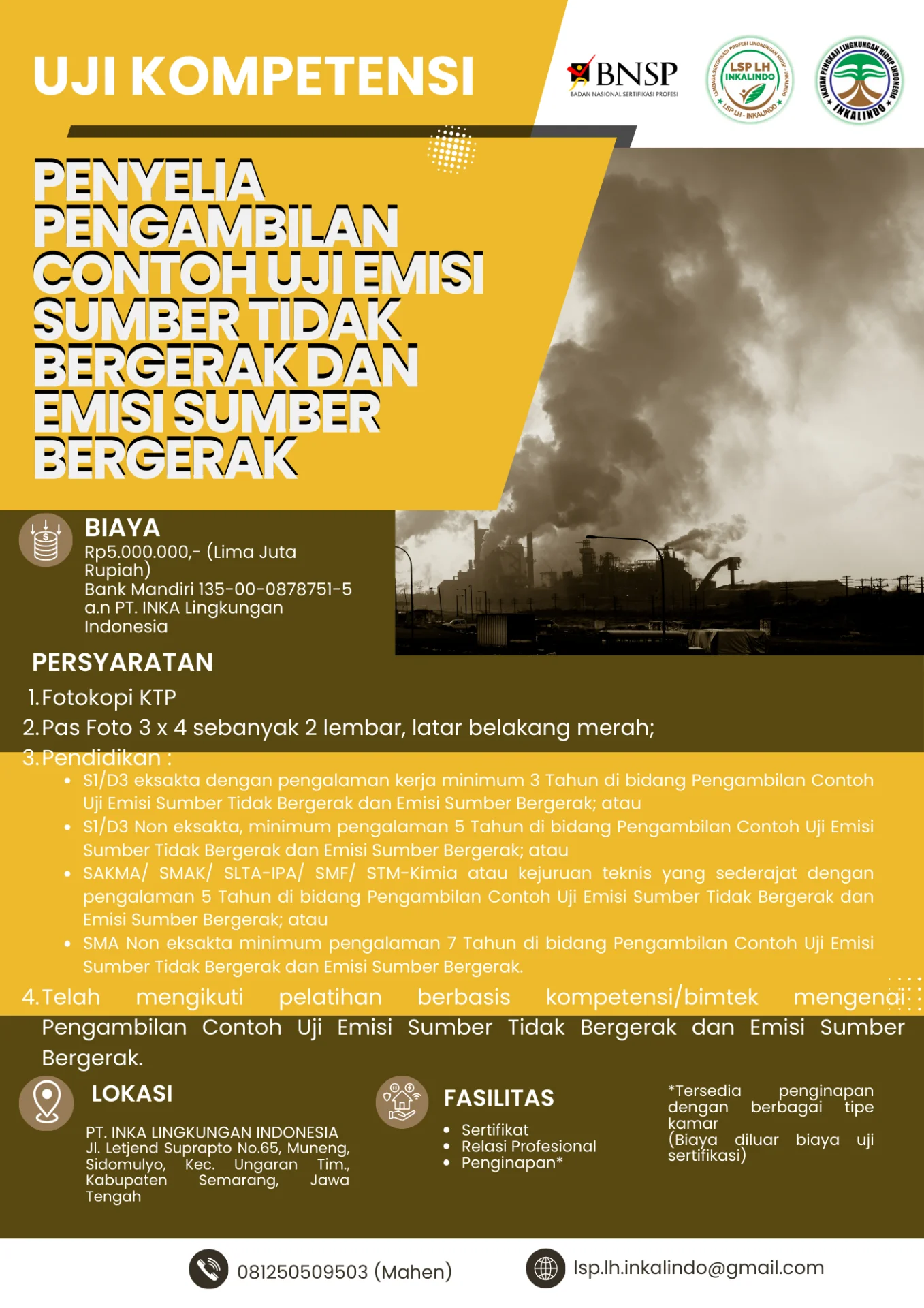 Flyer Penyelia Pengambilan Contoh Uji Emisi Sumber Tidak Bergerak dan Emisi Sumber Bergerak